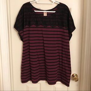 Burgundy Lace Top Shirt